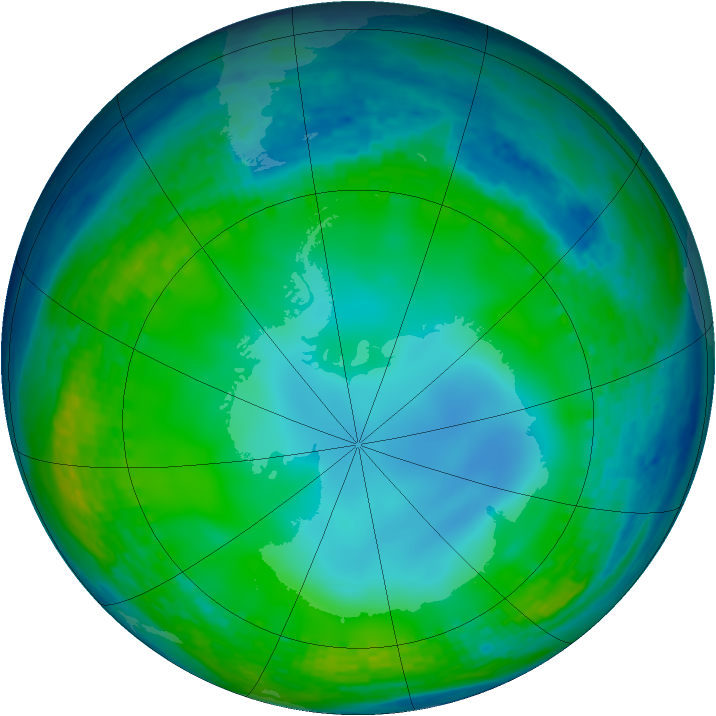 Antarctic ozone map for 26 June 2004